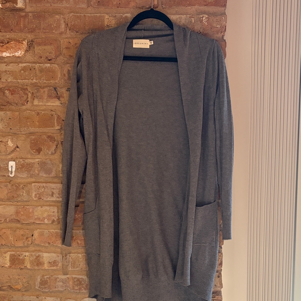 Dreamers Charcoal Open-Front Cardigan